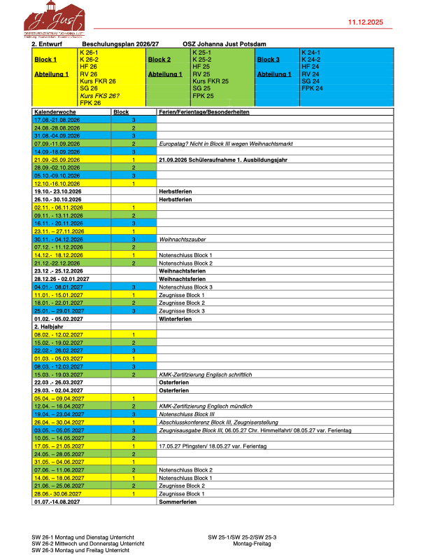 2.Entwurf: Beschulungsplan 2026/2027